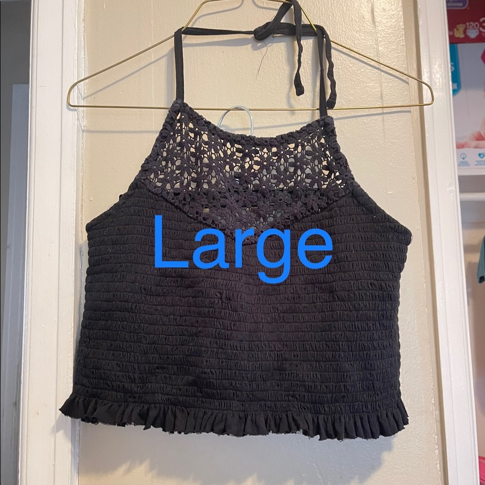 Black Large crochet crop top
